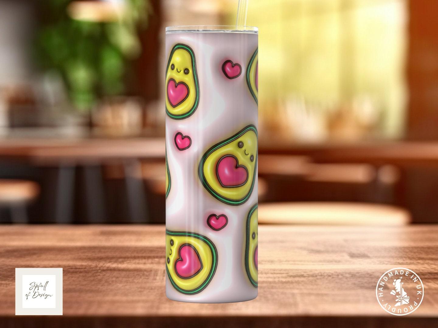 Puffy Print Avocado 20oz Insulated Tumbler With lid and straw! - Sipfull of Design