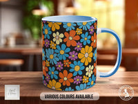 Coloured Groovy Flowers Full Wrap Art Mug - Design 12 - Sipfull of Design