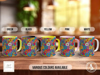 Coloured Groovy Flowers Full Wrap Art Mug - Design 4 - Sipfull of Design