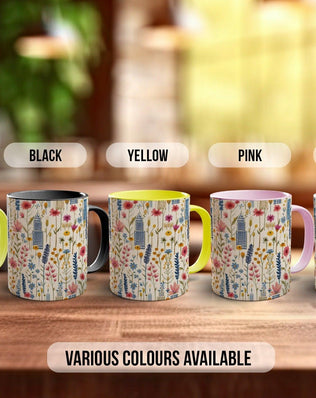 Cityscape Wildflower Pattern Full Wrap Coloured Art Mug - Design 5 - Sipfull of Design