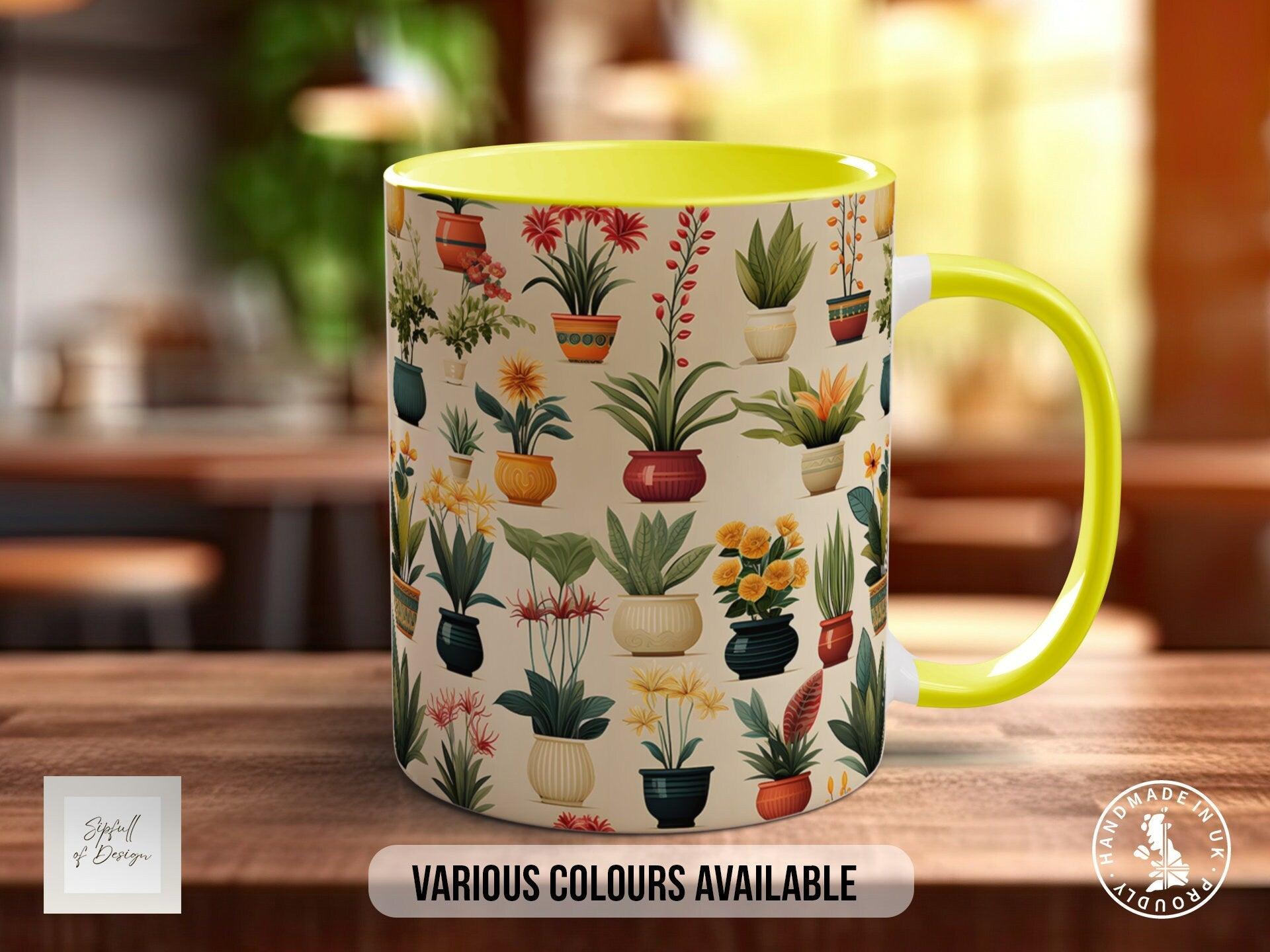 House Plants Full Wrap Art Mug - Design 8 - Coloured 11oz, Bone China 10oz and 15oz and Latte 12oz options. - Sipfull of Design