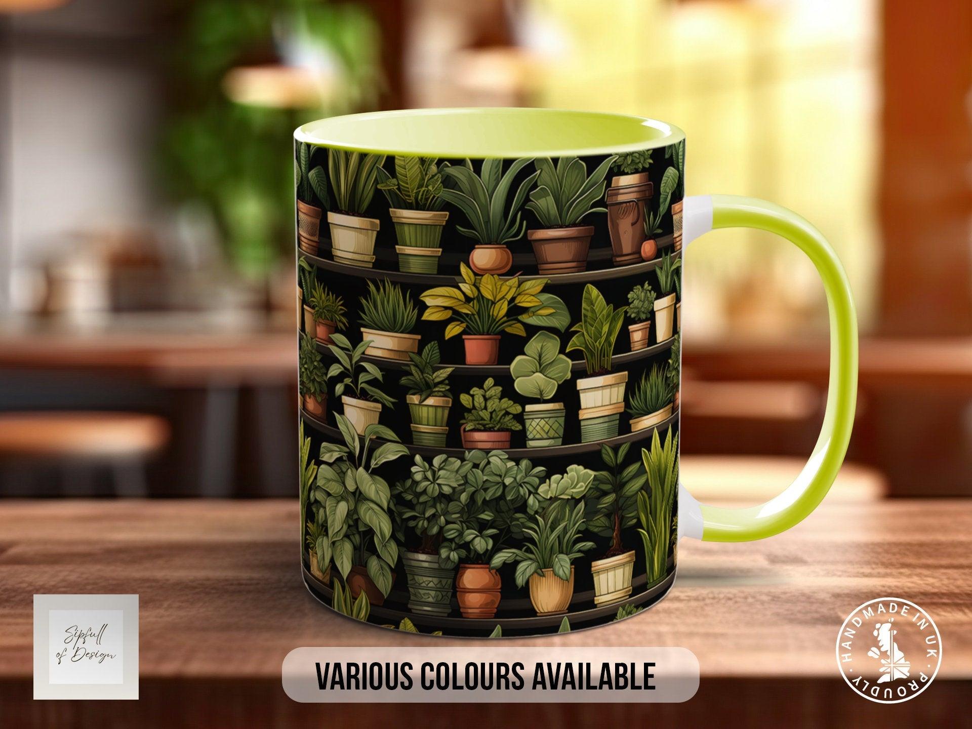 House Plants Full Wrap Art Mug - Design 7 - Coloured 11oz, Bone China 10oz and 15oz and Latte 12oz options. - Sipfull of Design