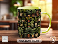 House Plants Full Wrap Art Mug - Design 7 - Coloured 11oz, Bone China 10oz and 15oz and Latte 12oz options. - Sipfull of Design