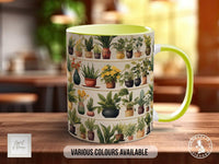 House Plants Full Wrap Art Mug - Design 5 - Coloured 11oz, Bone China 10oz and 15oz and Latte 12oz options. - Sipfull of Design