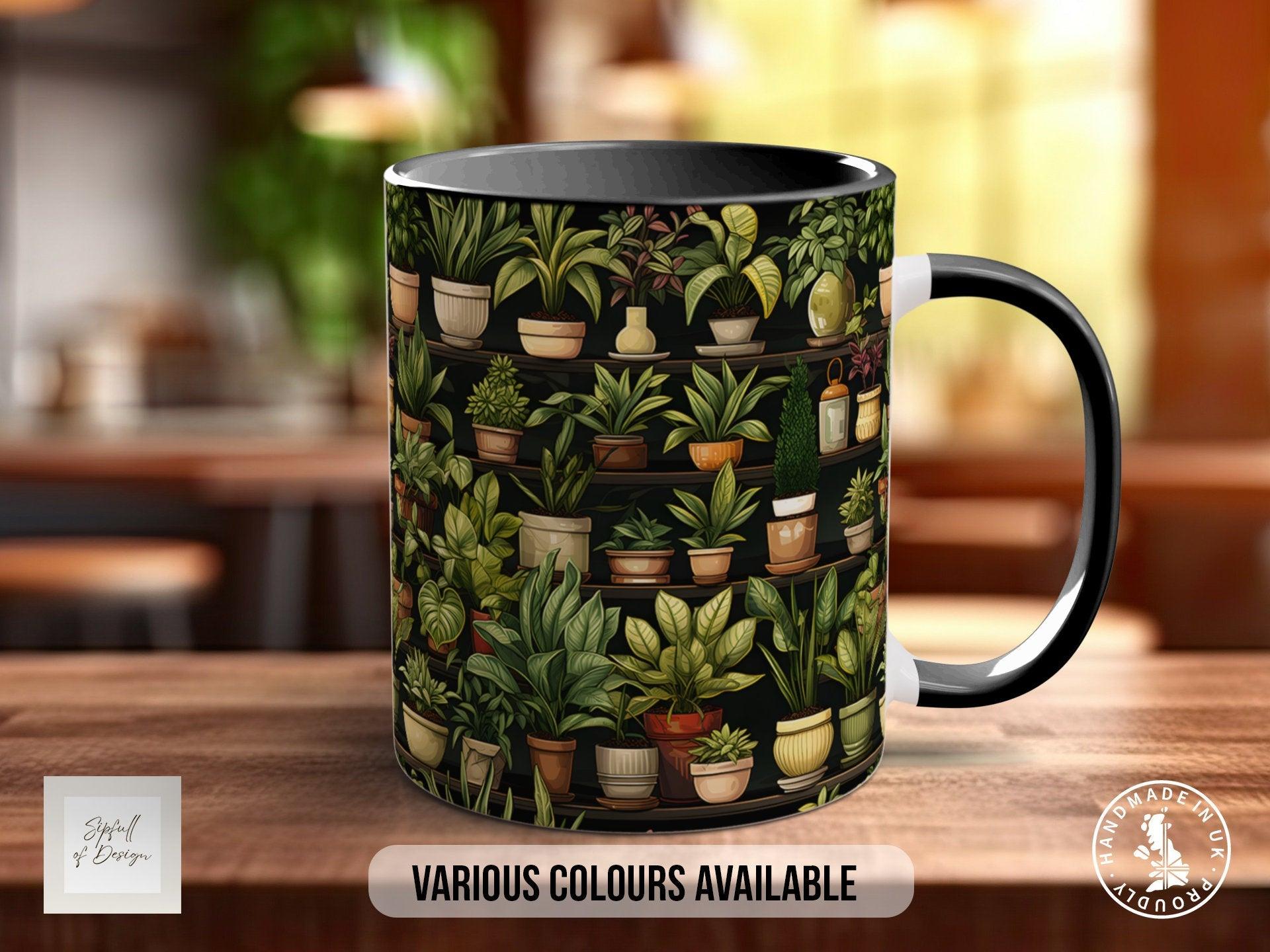 House Plants Full Wrap Art Mug - Design 6 - Coloured 11oz, Bone China 10oz and 15oz and Latte 12oz options. - Sipfull of Design