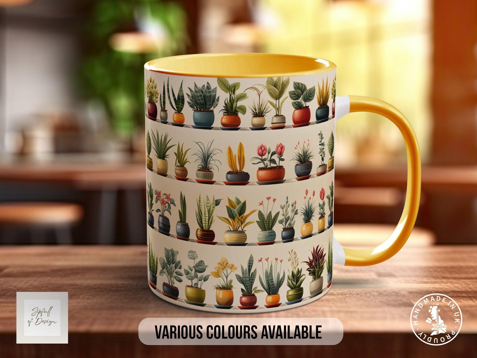 House Plants Full Wrap Art Mug - Design 16 - Coloured 11oz, Bone China 10oz and 15oz and Latte 12oz options. - Sipfull of Design