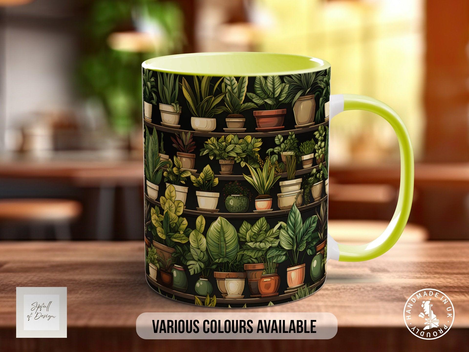 House Plants Full Wrap Art Mug - Design 9 - Coloured 11oz, Bone China 10oz and 15oz and Latte 12oz options. - Sipfull of Design