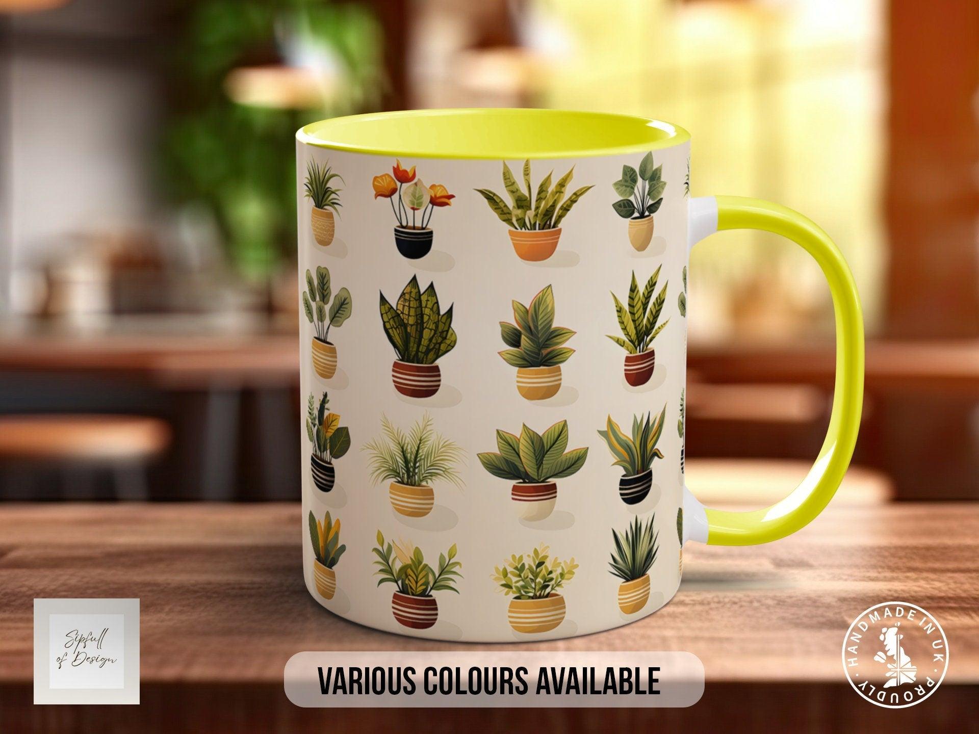 House Plants Full Wrap Art Mug - Design 4 - Coloured 11oz, Bone China 10oz and 15oz and Latte 12oz options. - Sipfull of Design
