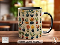 House Plants Full Wrap Art Mug - Design 10 - Coloured 11oz, Bone China 10oz and 15oz and Latte 12oz options. - Sipfull of Design