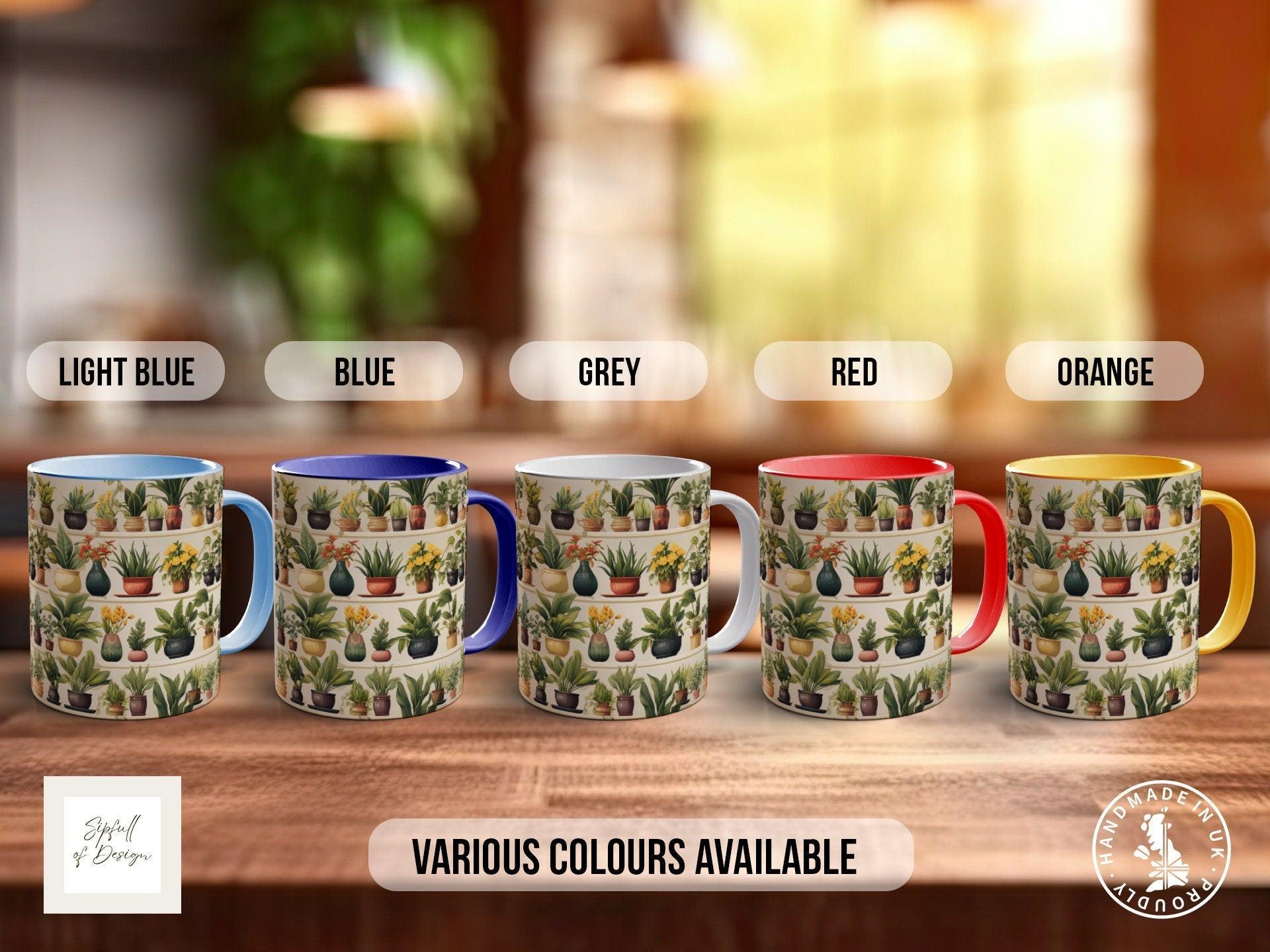House Plants Full Wrap Art Mug - Design 5 - Coloured 11oz, Bone China 10oz and 15oz and Latte 12oz options. - Sipfull of Design