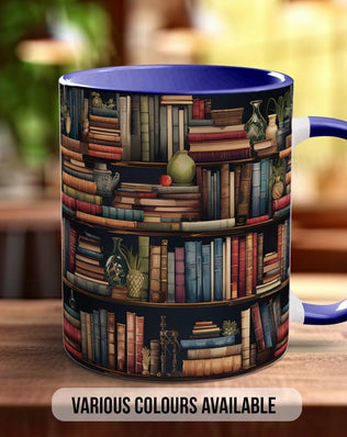 Book Shelf Pattern Full Wrap Coloured Art Mug - Design 4 - Sipfull of Design