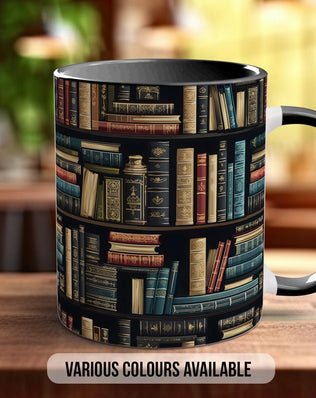 Book Shelf Pattern Full Wrap Coloured Art Mug - Design 1 - Sipfull of Design
