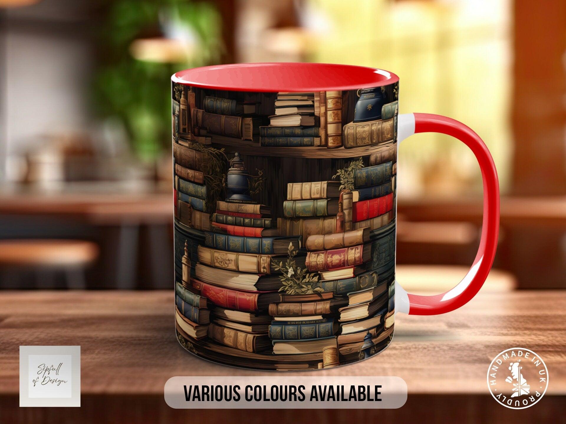 Book Shelf Pattern Full Wrap Coloured Art Mug - Design 12 - Sipfull of Design