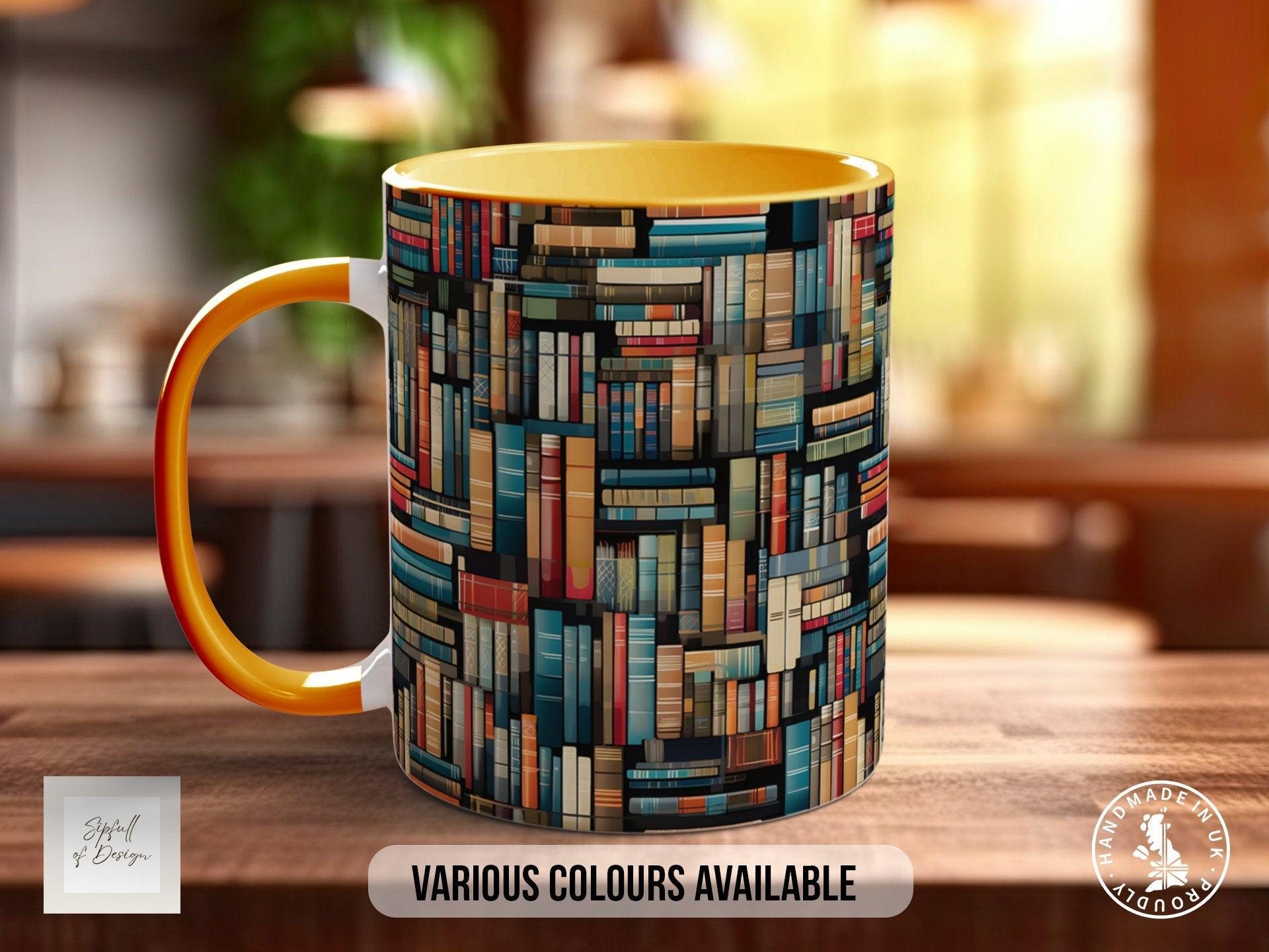 Book Shelf Pattern Full Wrap Coloured Art Mug - Design 5 - Sipfull of Design
