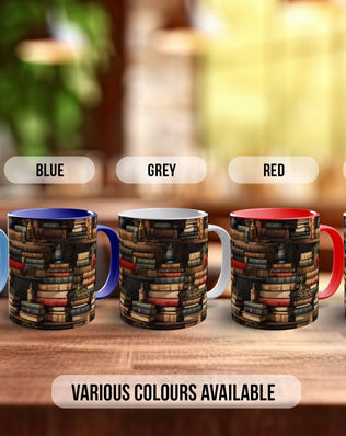Book Shelf Pattern Full Wrap Coloured Art Mug - Design 12 - Sipfull of Design