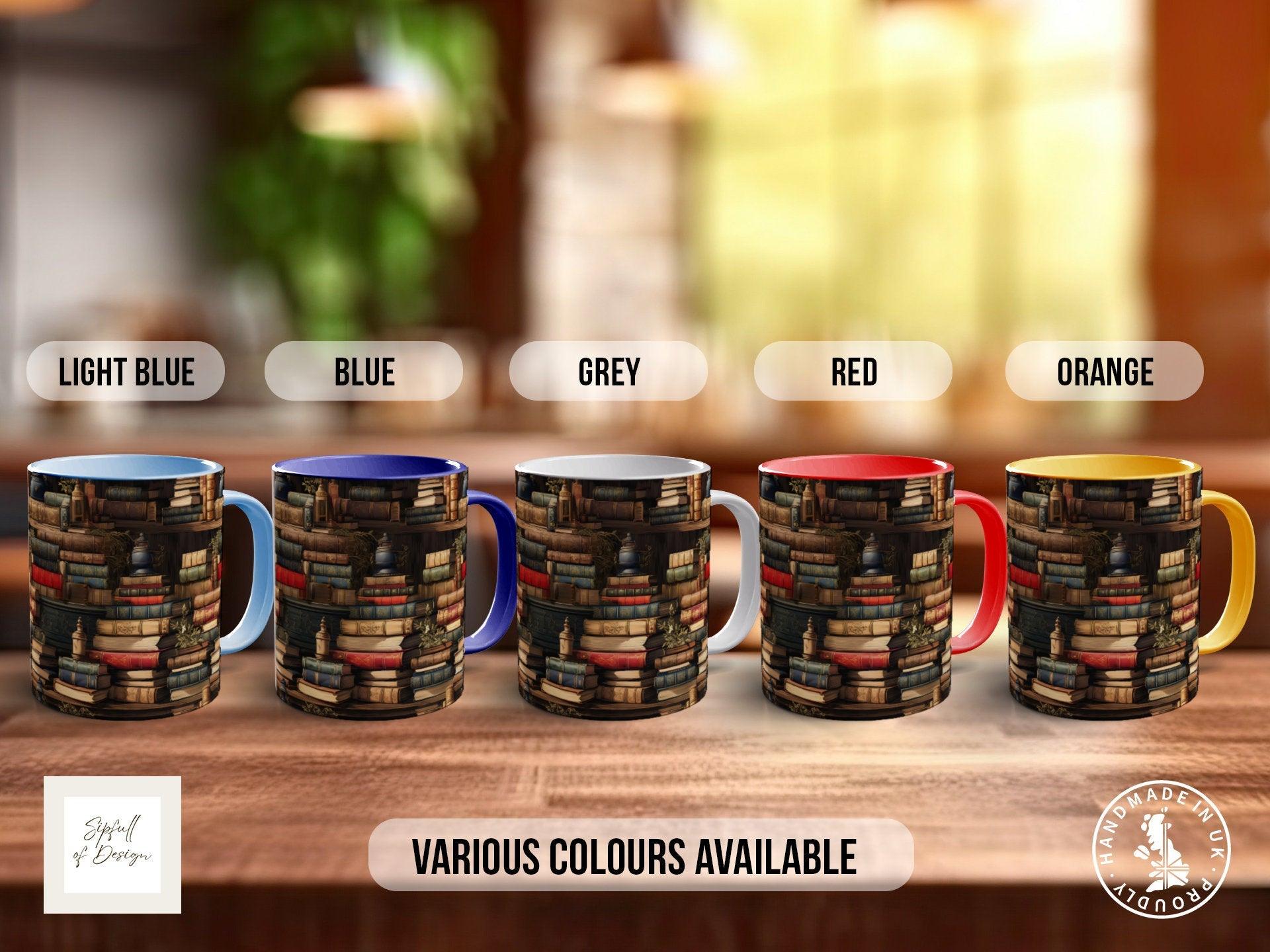 Book Shelf Pattern Full Wrap Coloured Art Mug - Design 12 - Sipfull of Design