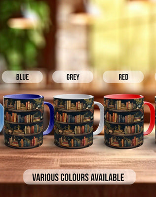 Book Shelf Pattern Full Wrap Coloured Art Mug - Design 8 - Sipfull of Design