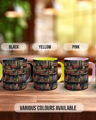 Book Shelf Pattern Full Wrap Coloured Art Mug - Design 4 - Sipfull of Design