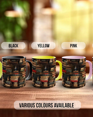 Book Shelf Pattern Full Wrap Coloured Art Mug - Design 12 - Sipfull of Design