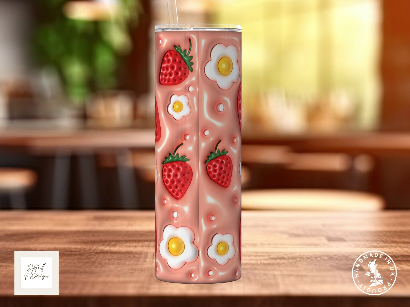 April Daisies Birth Flowers Frosted Glass Can - a bamboo cup of positivity with lid and straw!