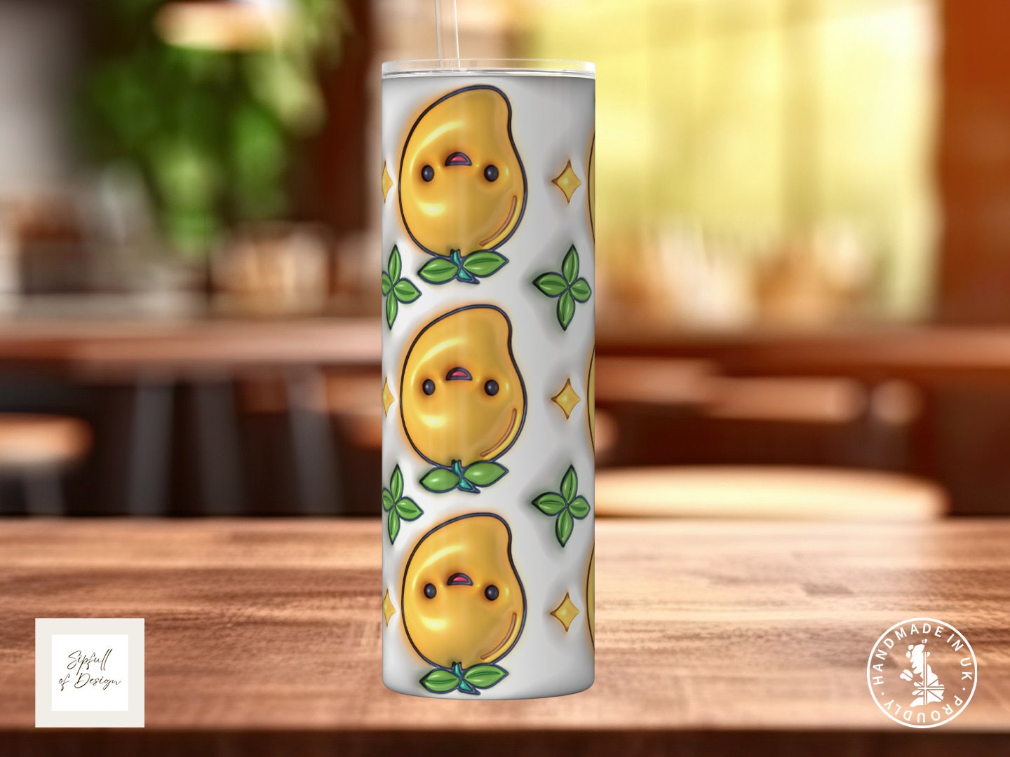 Puffy Print Mangos 20oz Insulated Tumbler With lid and straw!