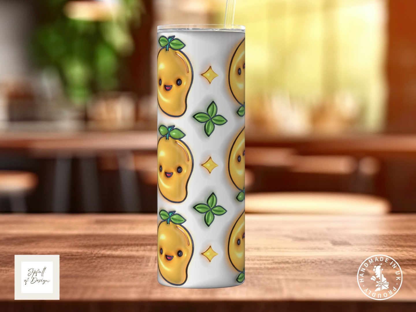 Puffy Print Mangos 20oz Insulated Tumbler With lid and straw!