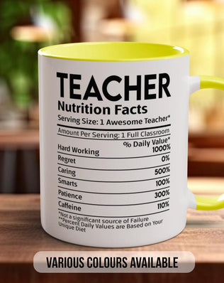 Teacher Funny Nutritional Facts Mug - Sipfull of Design