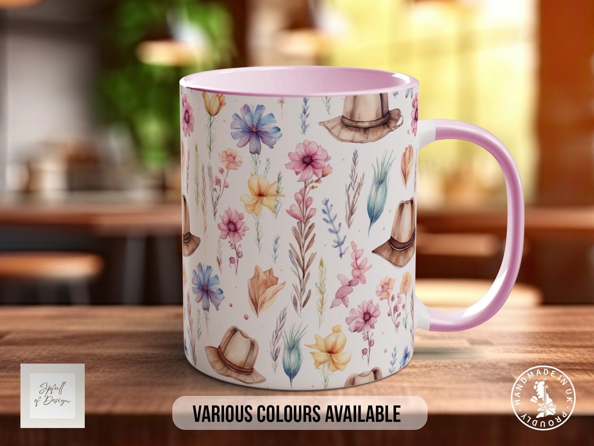 Coloured Floral Western Boho Full Wrap Art Mug - Design 11 - Sipfull of Design