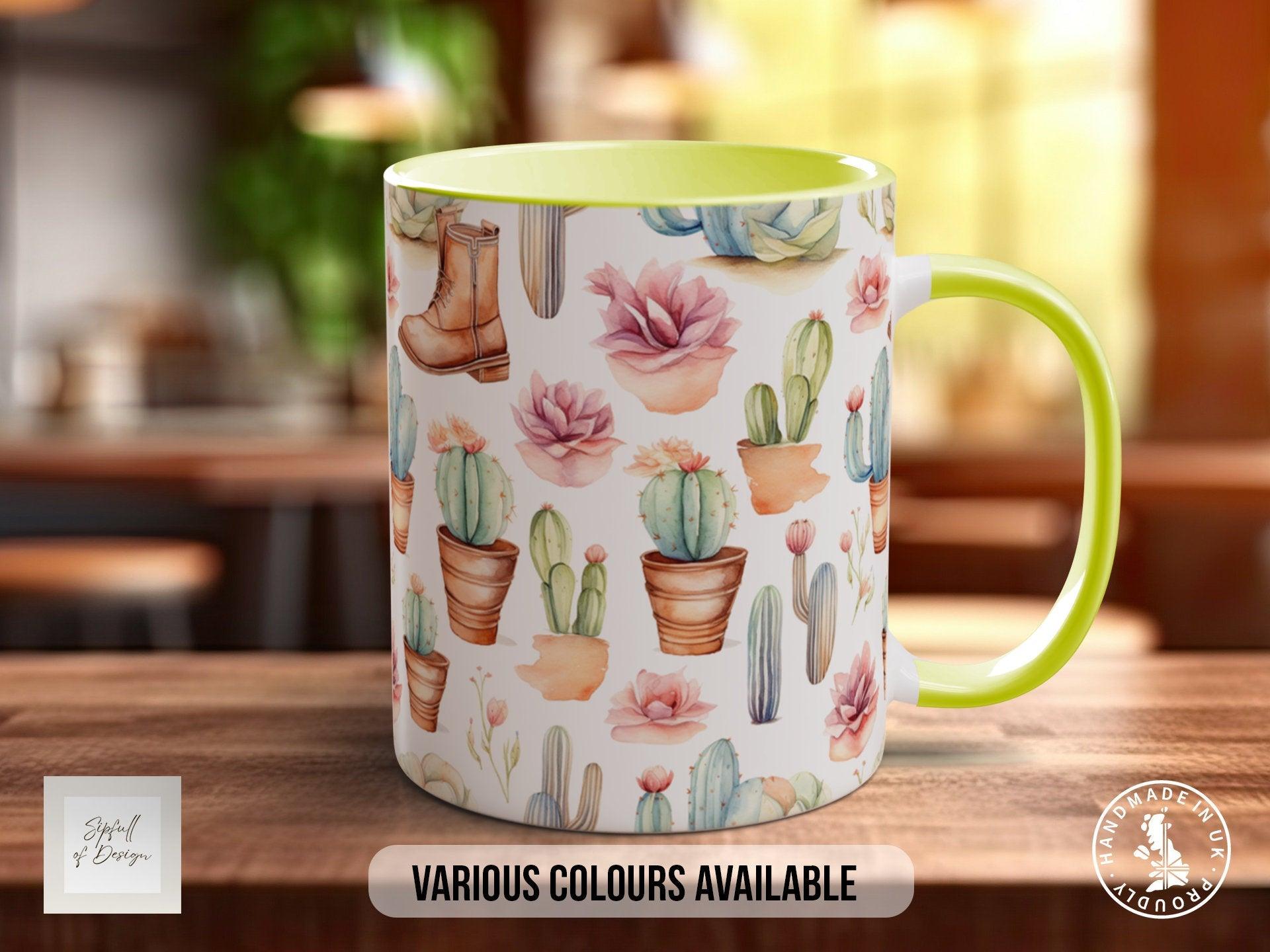 Coloured Floral Western Boho Full Wrap Art Mug - Design 3 - Sipfull of Design