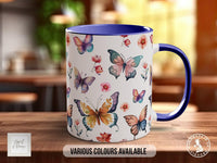 Coloured Watercolour Butterfly Full Wrap Art Mug - Design 5 - Sipfull of Design