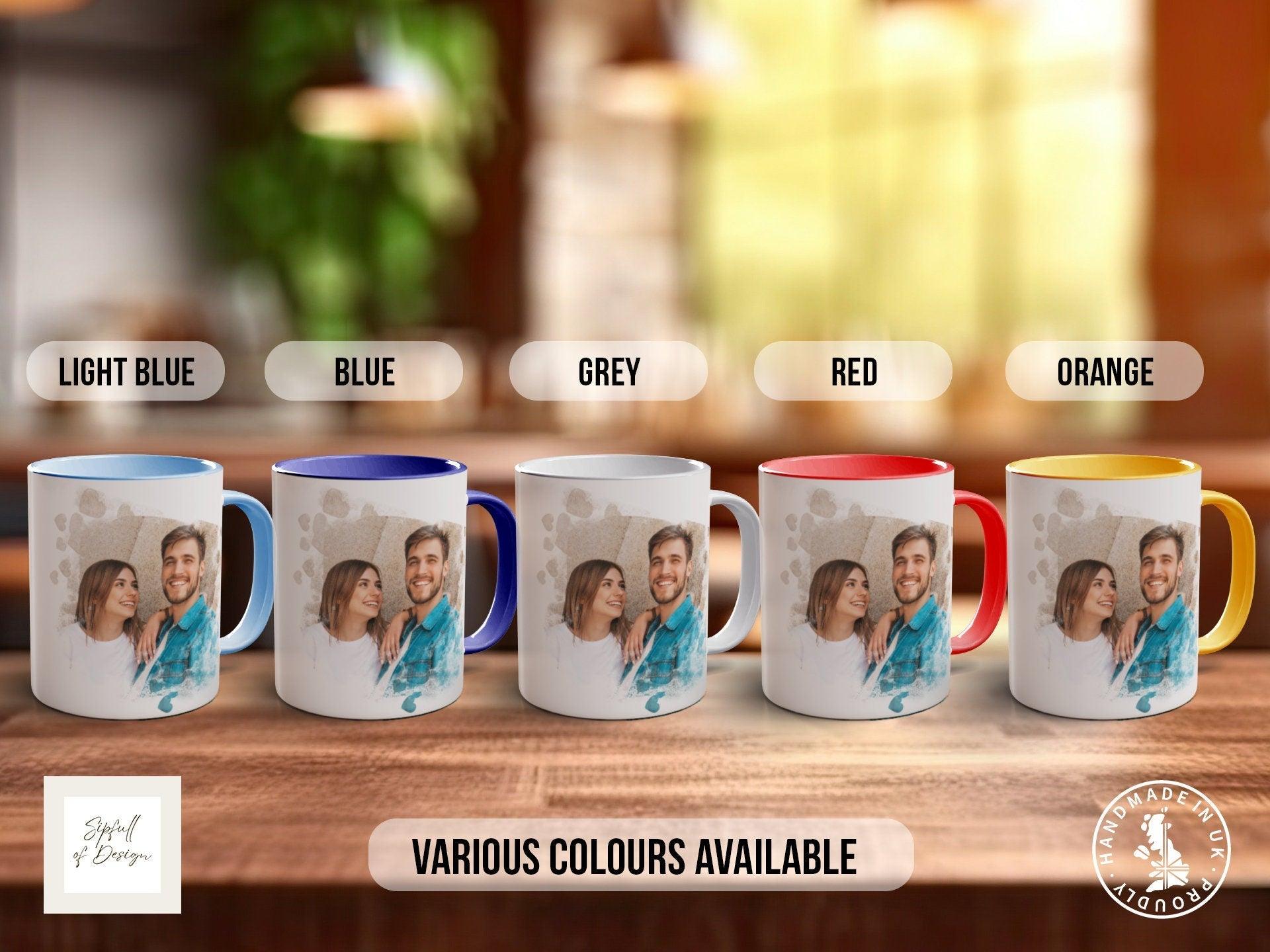 Cute Heart Framed personalised Photo Mug Valentines Coloured Mug - Sipfull of Design