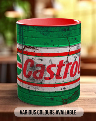 Castrol Oil Mugs Grungy - Multiple Colour Options Version 5 - Sipfull of Design