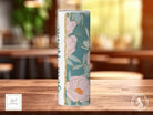 Floral Pink Turquoise Personalised Name 20oz Insulated Tumbler With lid and straw!