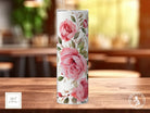 Pink Roses Personalised Name 20oz Insulated Tumbler With lid and straw!