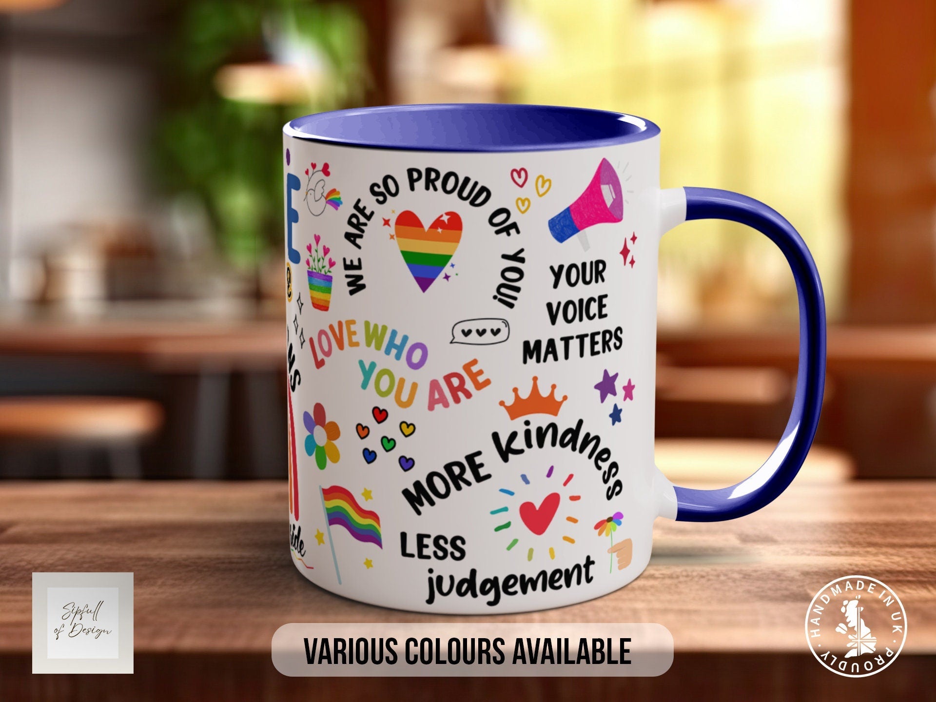 Pride & Self Love Affirmations Mug - Coloured 11oz, Bone China 10oz and 15oz and Latte 12oz options