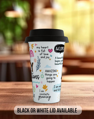 Brewing Daily Affirmations – Full-Wrap Motivational Travel Mug - Sipfull of Design