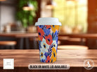 Birth Month Flowers Travel Mug - February Violet and Primrose - double insulated handmade coffee mug - Black or White Lid - Sipfull of Design