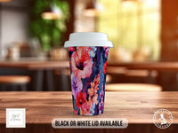 Birth Month Flowers Travel Mug - August Gladiolus and Poppy - double insulated handmade coffee mug - Black or White Lid - Sipfull of Design