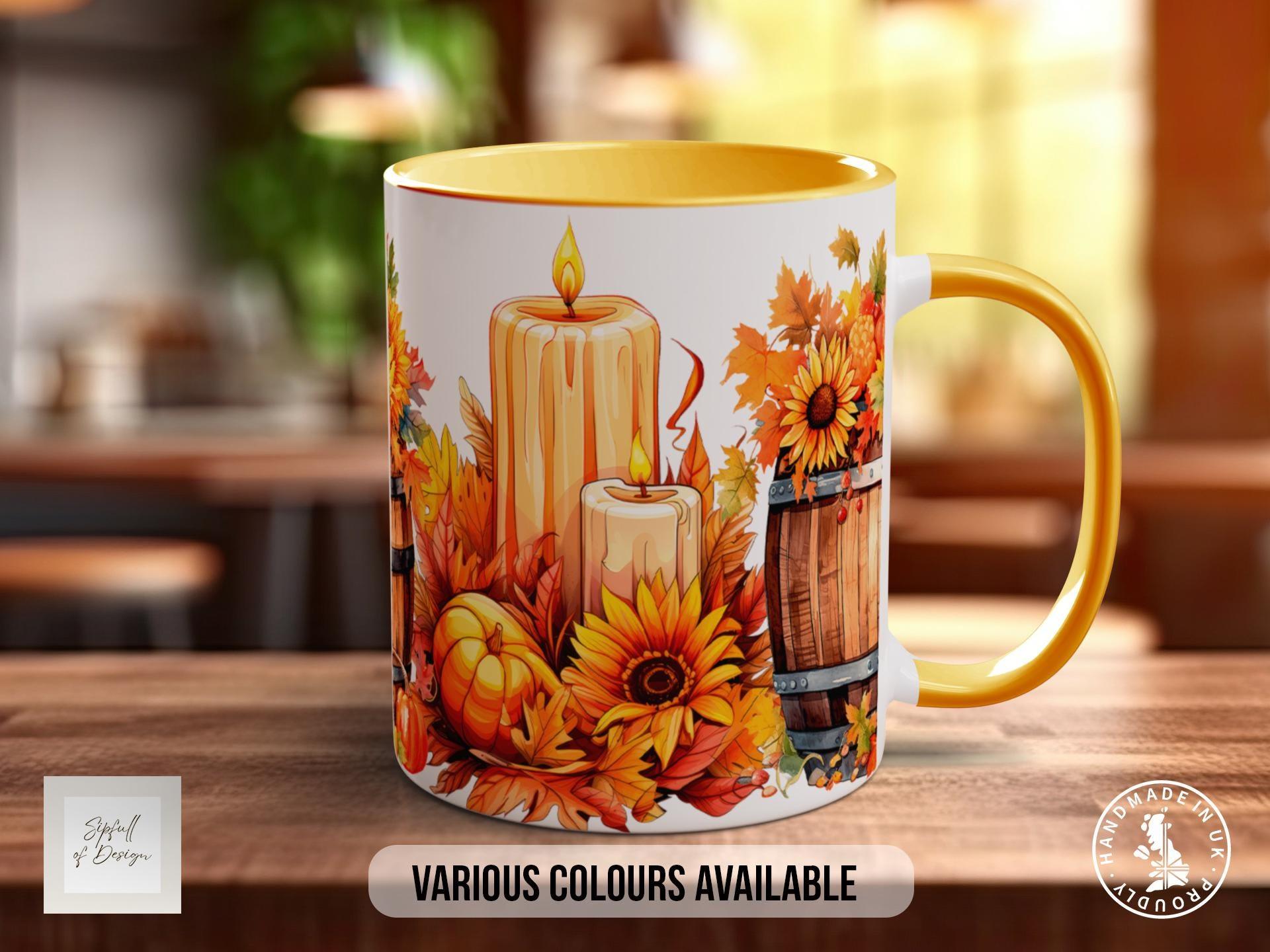 Fall Barrel Pumpkin Mug - Coloured 11oz, Bone China 10oz and 15oz and Latte 12oz options - Sipfull of Design