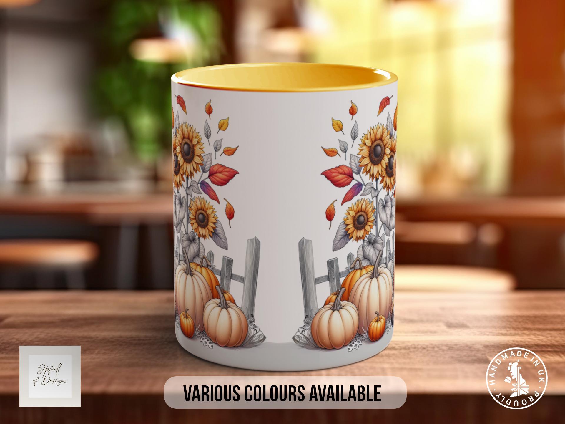 Fall Highland Cow Mug - Coloured 11oz, Bone China 10oz and 15oz and Latte 12oz options - Sipfull of Design