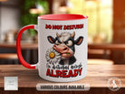 Do Not Disturb! I'm Disturbed Enough Already Cow Mug - Sarcastic Coloured Mug
