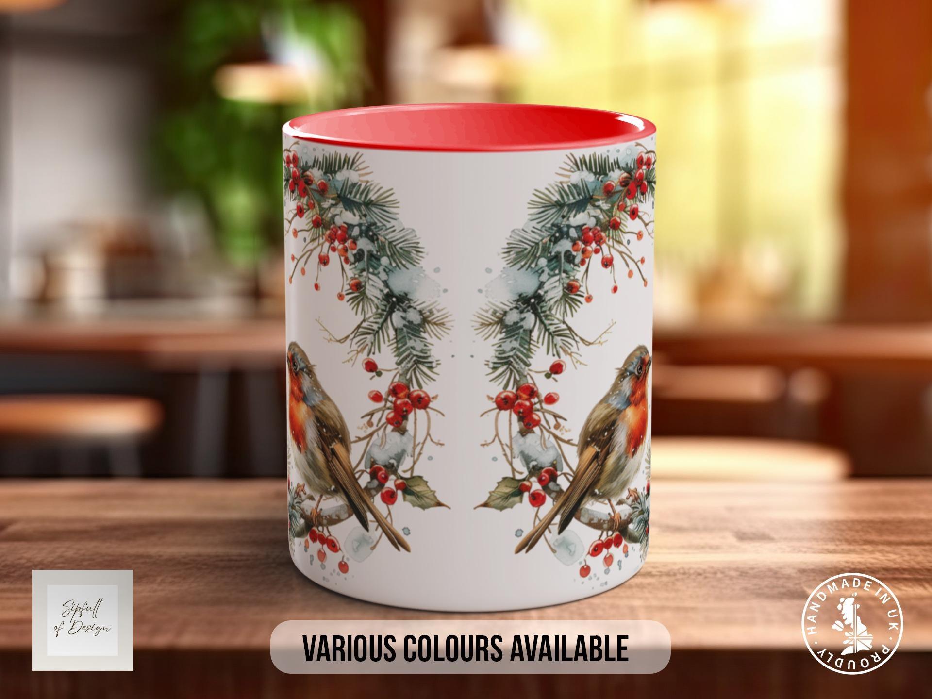 Christmas Garland Robins Mug Design 2 - Sipfull of Design