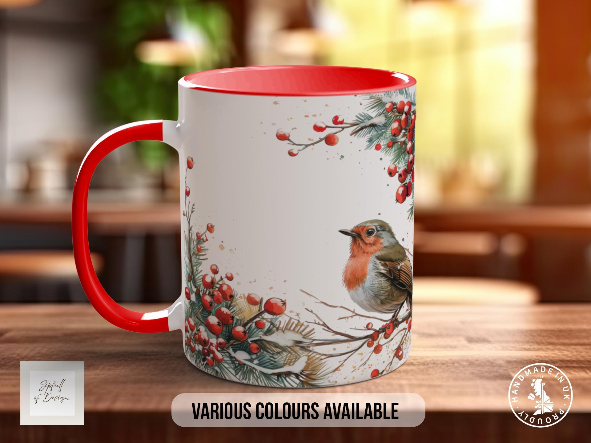 Christmas Garland Robins Mug Design 1 - Sipfull of Design