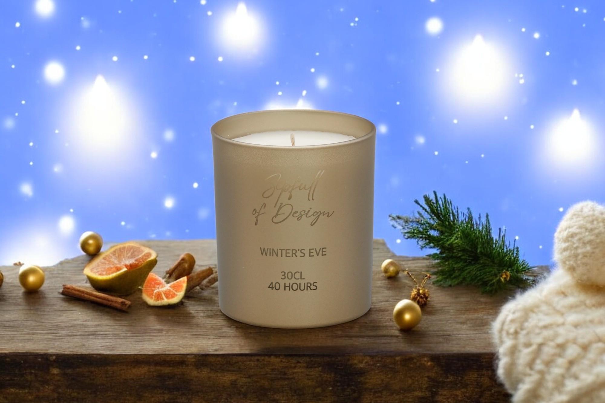 Winter's Eve Luxury Scented Natural Wax Personalised Candle - 40+ hours burn time - Sipfull of Design