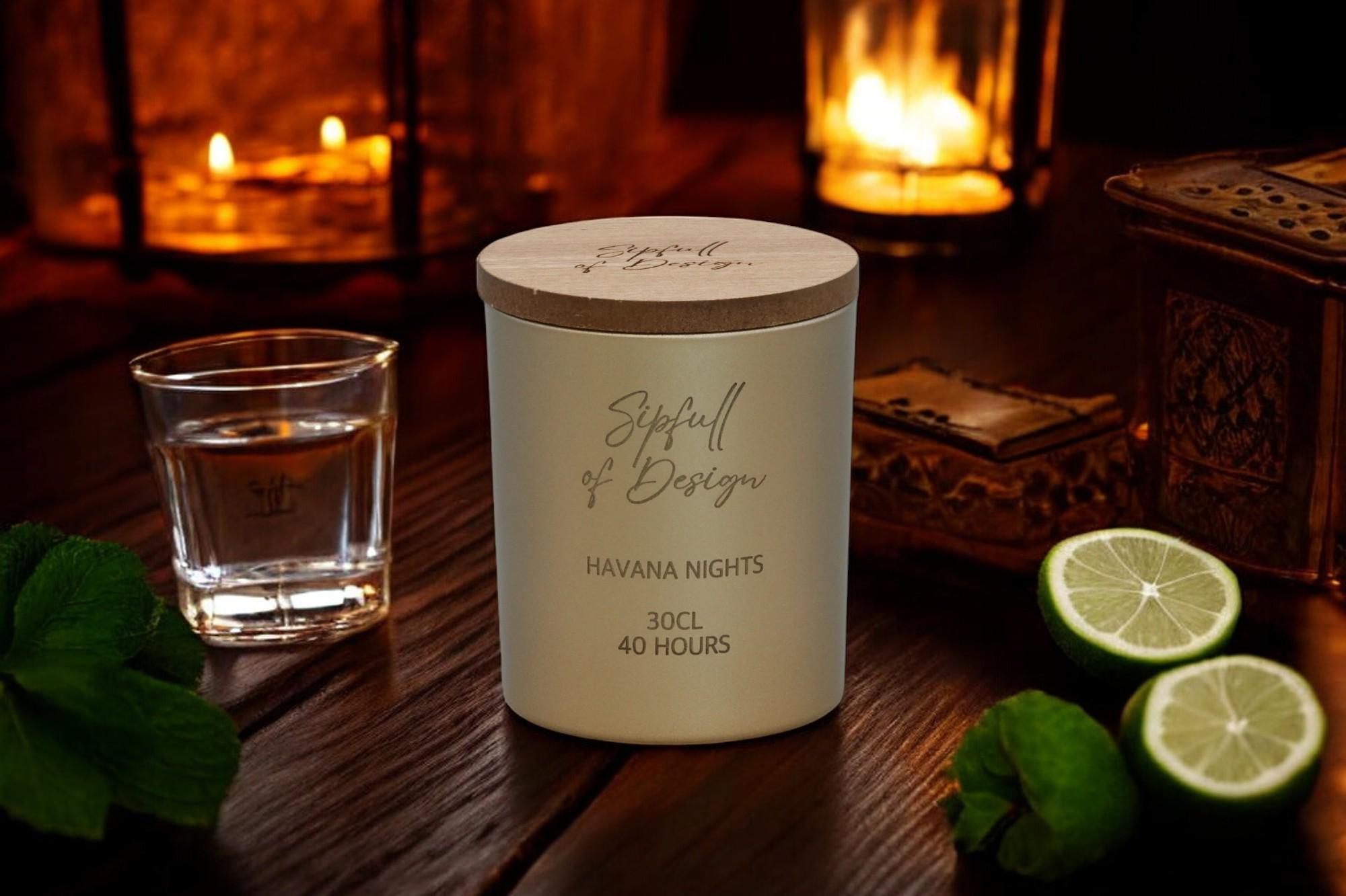 Smoked Oak & Citrus Luxury Scented Natural Wax Personalised Candle - 40+ hours burn time - Sipfull of Design