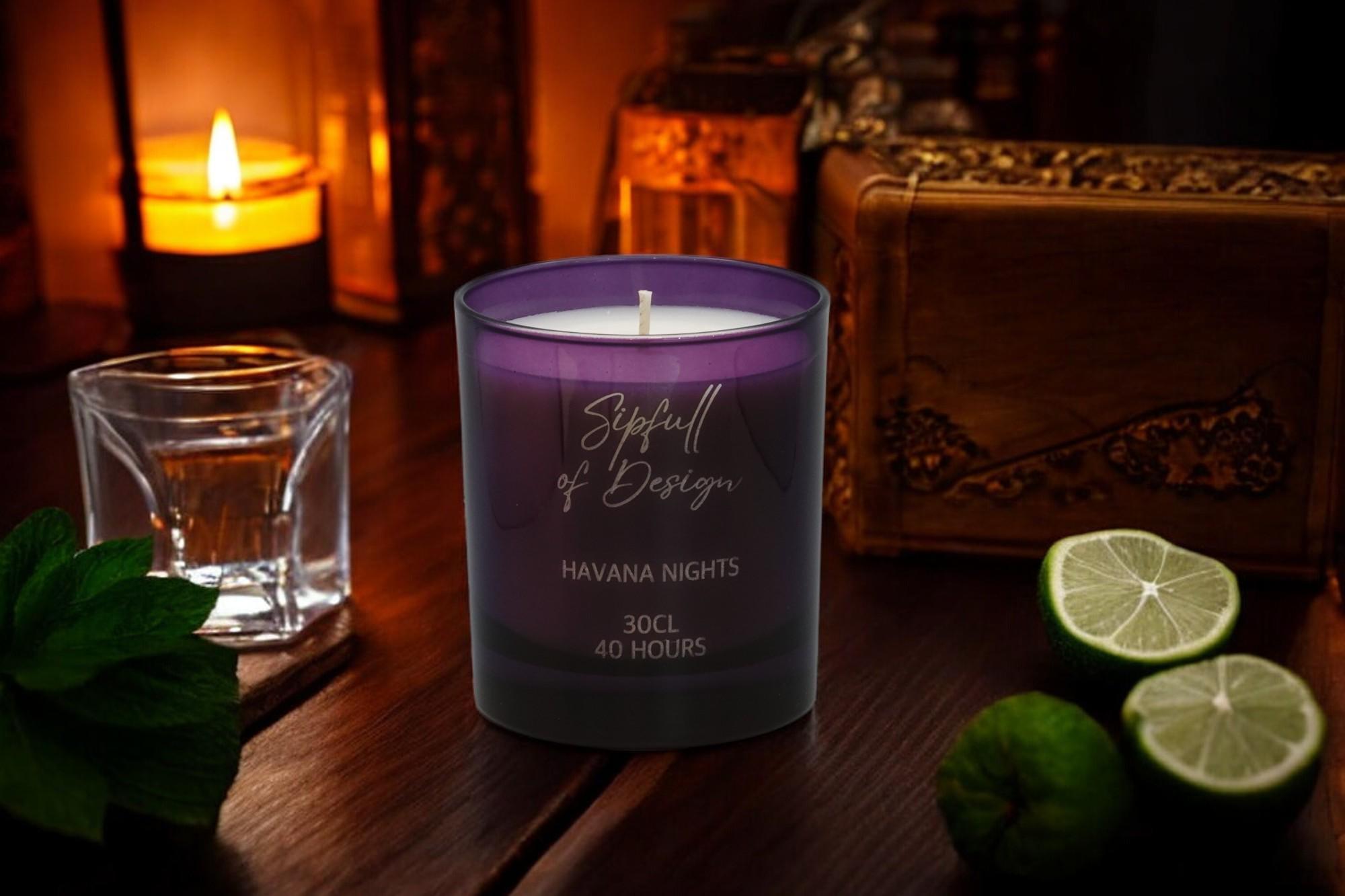 Smoked Oak & Citrus Luxury Scented Natural Wax Personalised Candle - 40+ hours burn time - Sipfull of Design