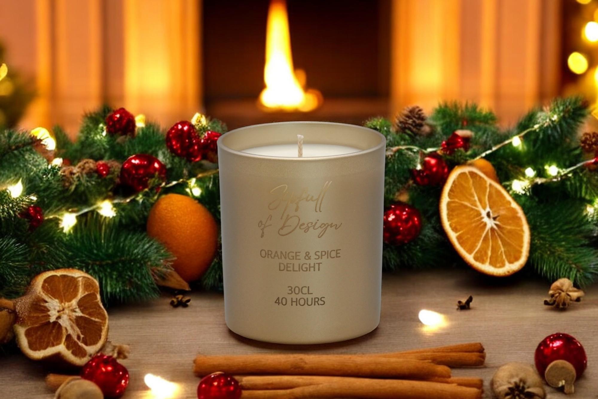 Orange and Spice Delight Luxury Scented Natural Wax Personalised Candle - 40+ hours burn time - Sipfull of Design