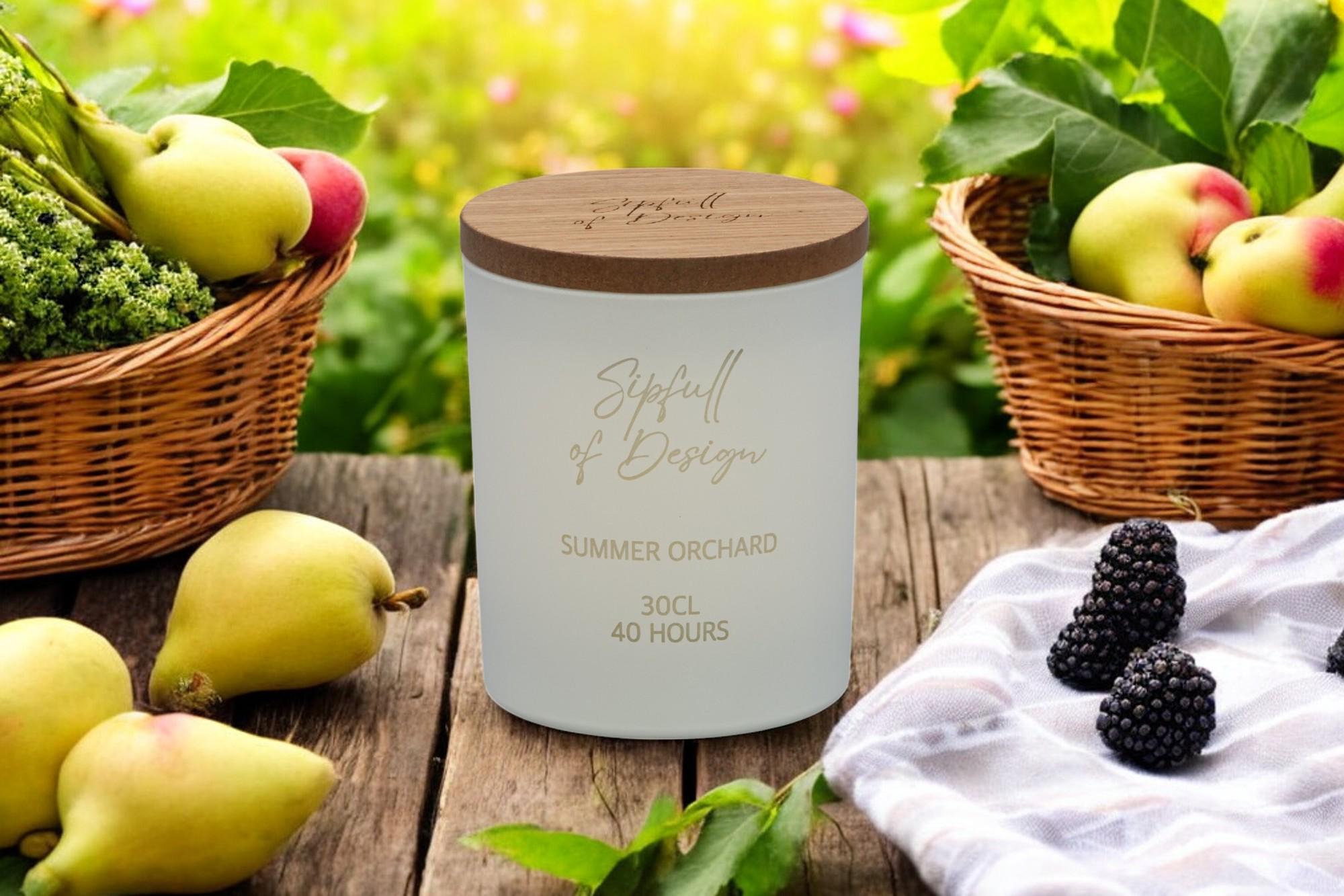 Summer Orchard Luxury Scented Natural Wax Personalised Candle - 40+ hours burn time - Sipfull of Design