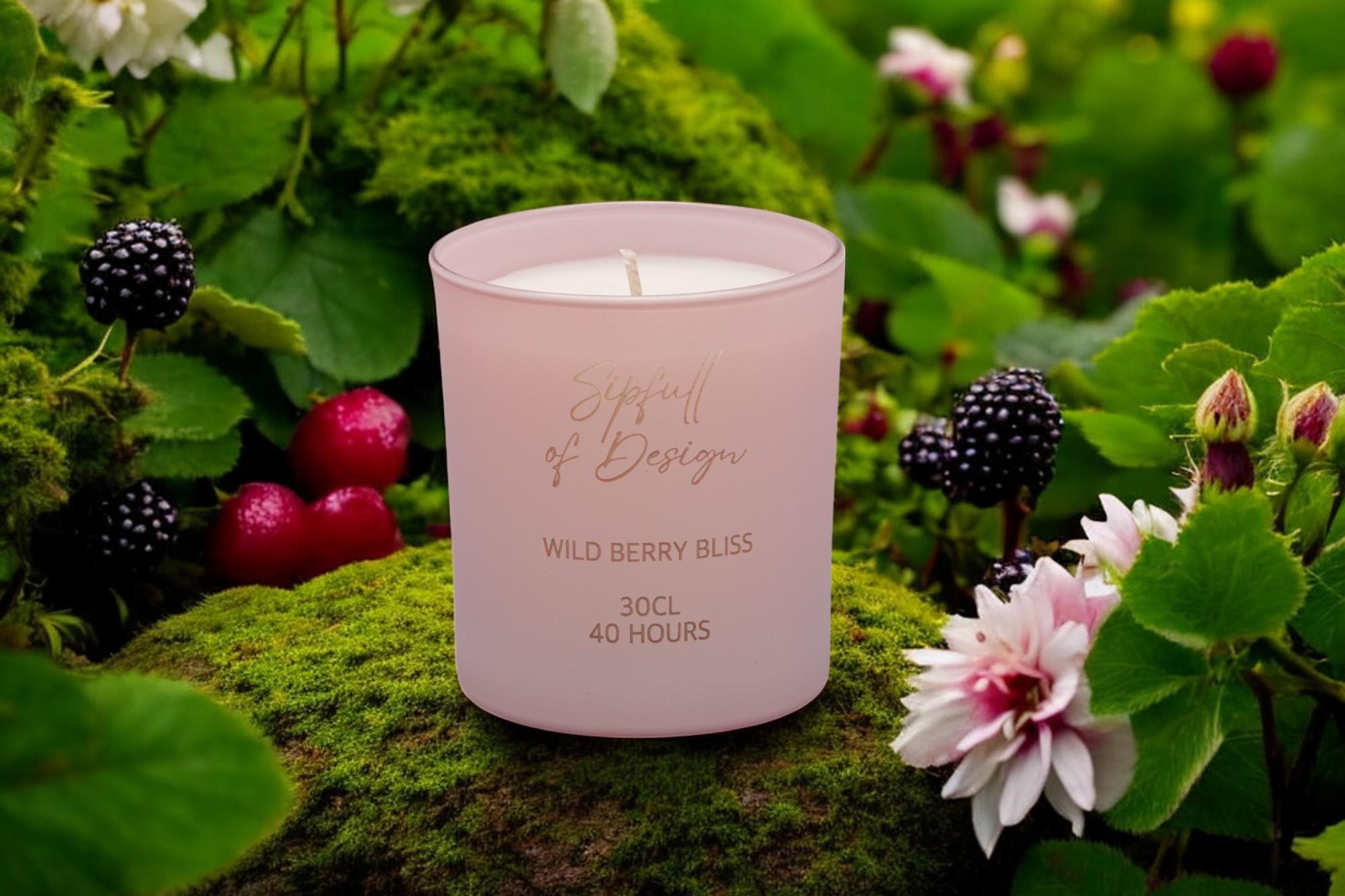 Wild Berry Bliss Luxury Scented Natural Wax Personalised Candle - 40+ hours burn time - Sipfull of Design