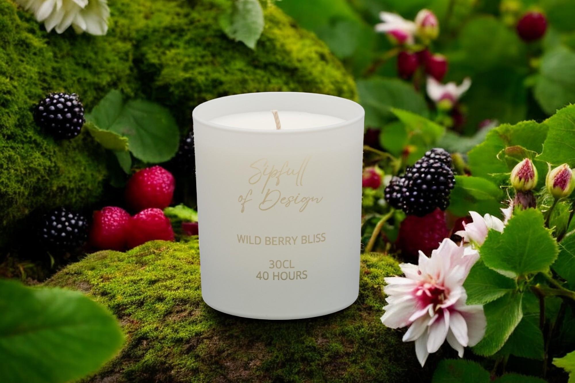 Wild Berry Bliss Luxury Scented Natural Wax Personalised Candle - 40+ hours burn time - Sipfull of Design
